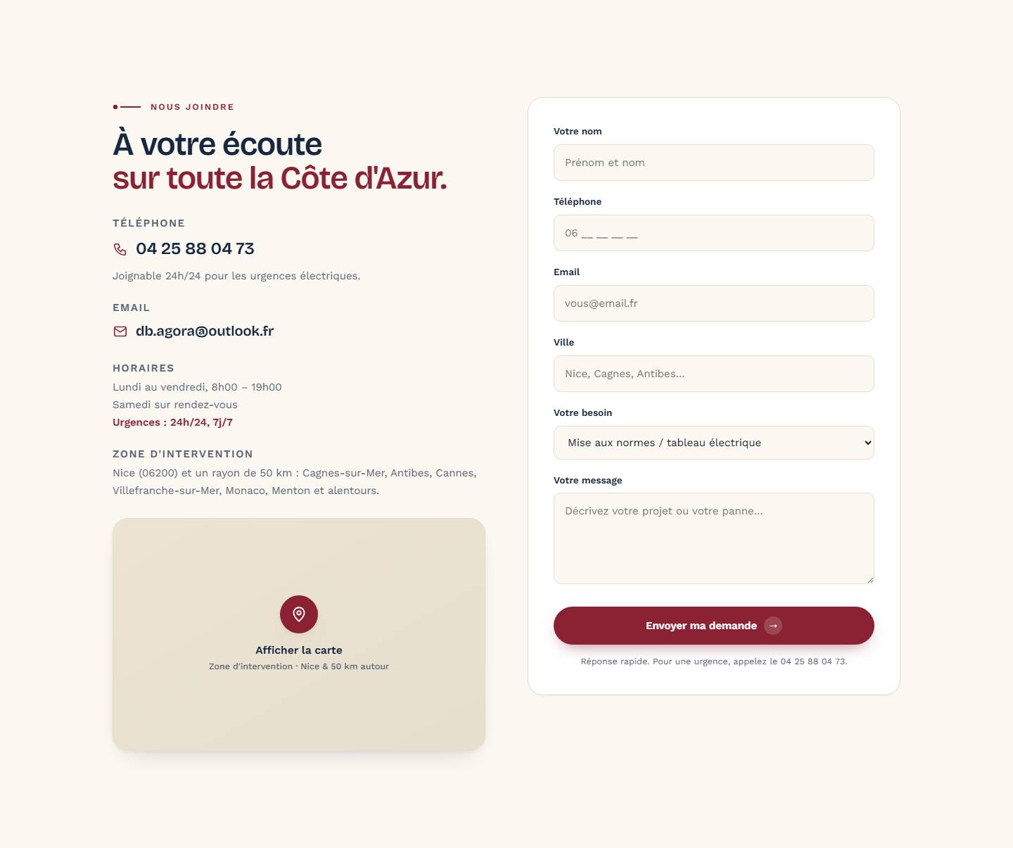section — À votre écoutesur toute la Côte d'Azur.