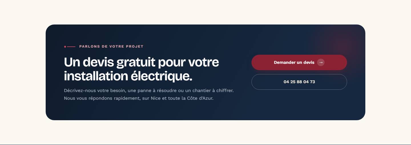 section — Un devis gratuit pour votre installation électrique.