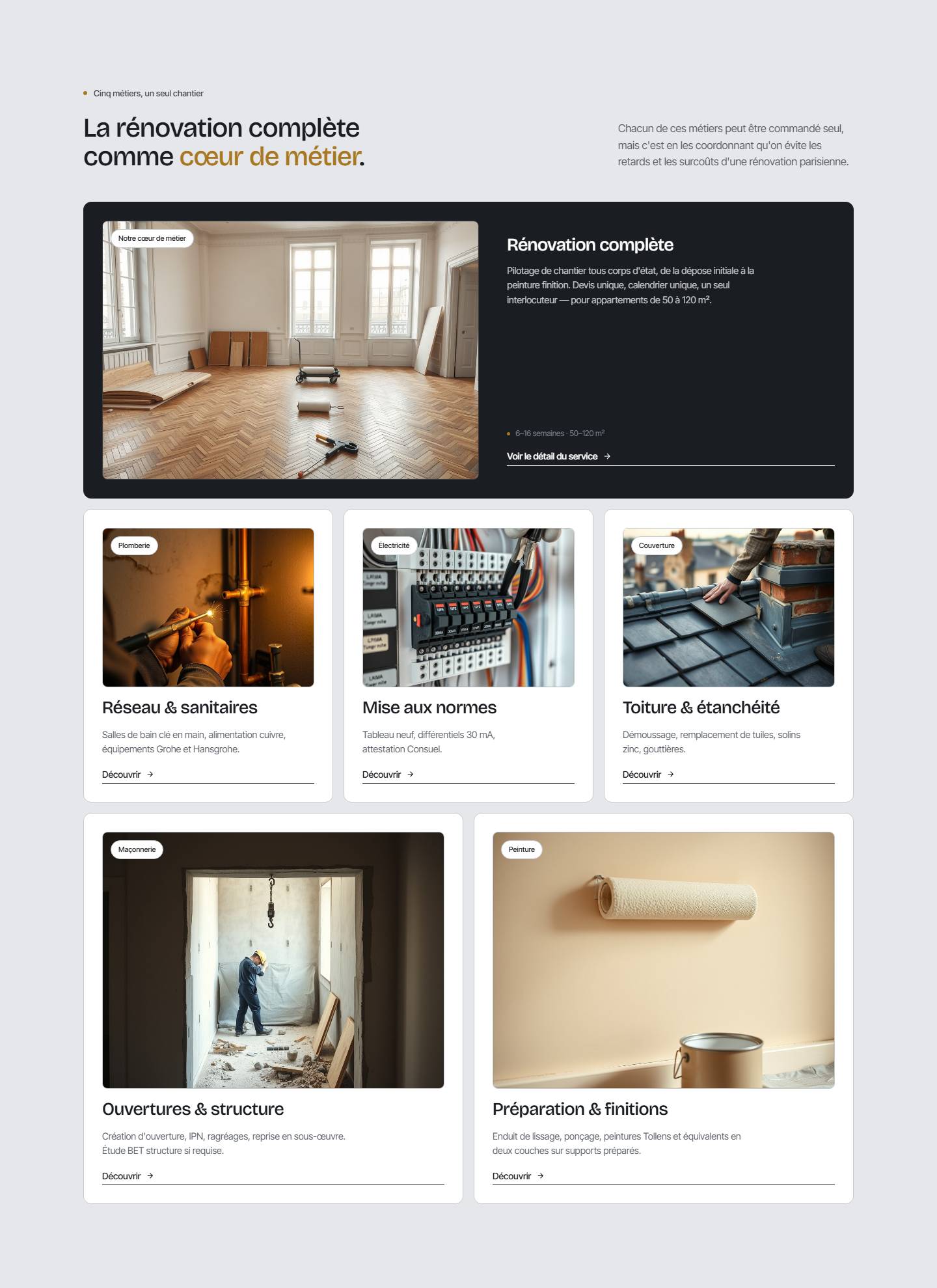 services — La rénovation complète comme cœur de métier.