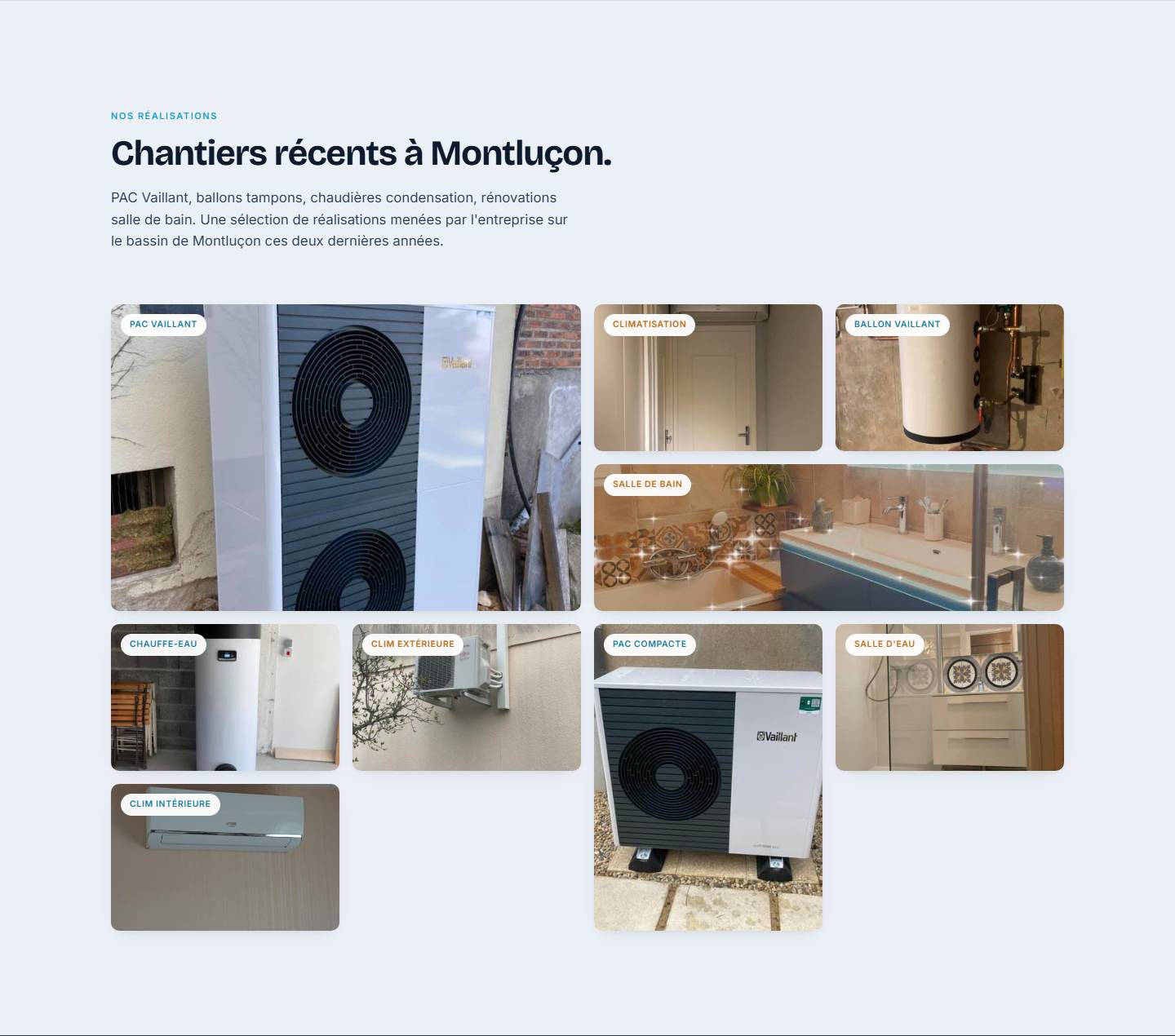 realisations — Chantiers récents à Montluçon.