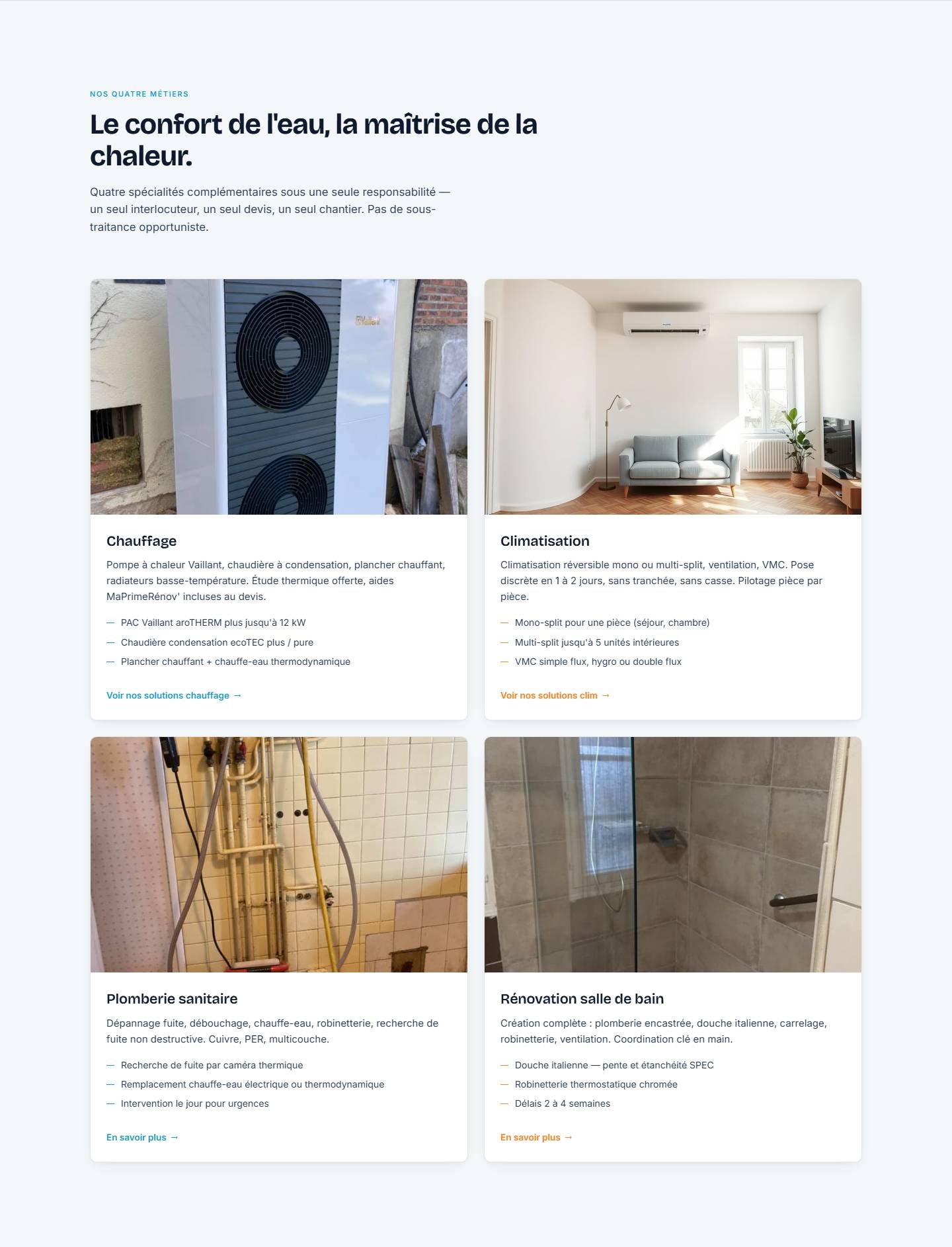 services — Le confort de l'eau, la maîtrise de la chaleur.