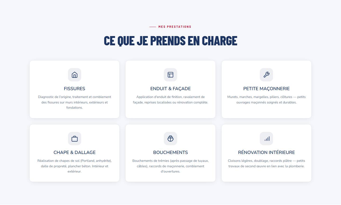section — Ce que je prends en charge