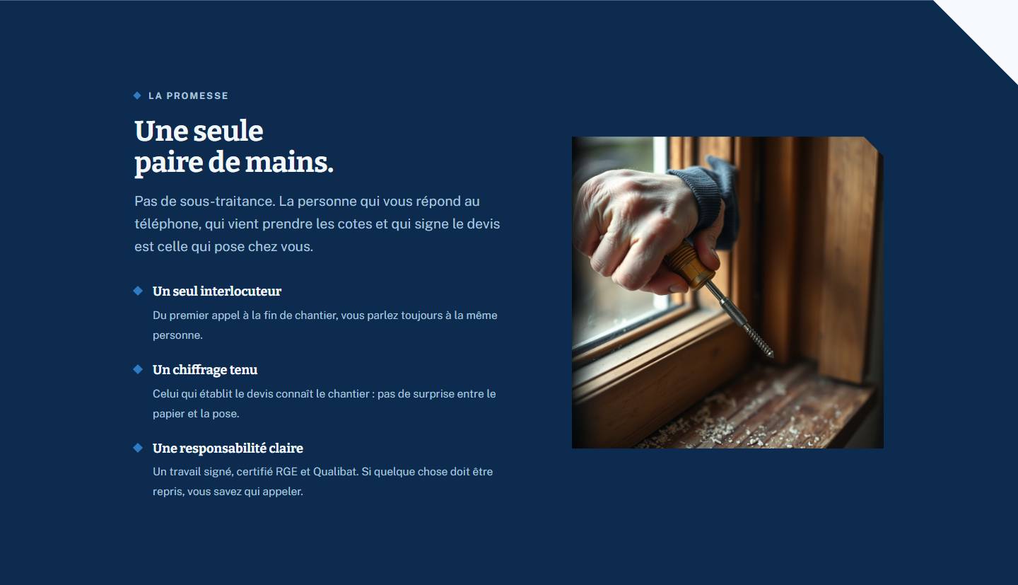 section — Une seule paire de mains.