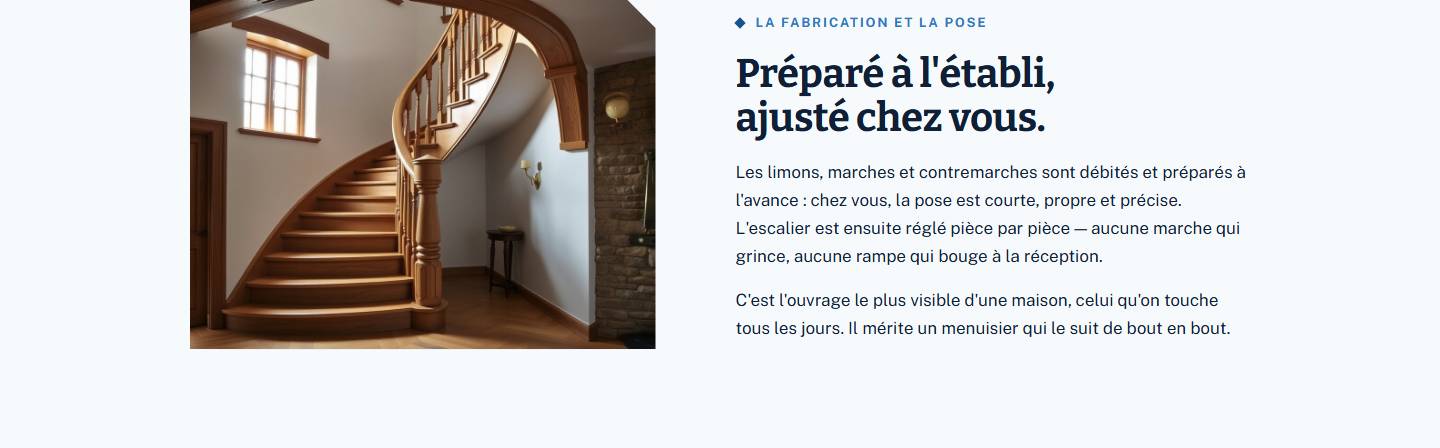 section — Préparé à l'établi, ajusté chez vous.