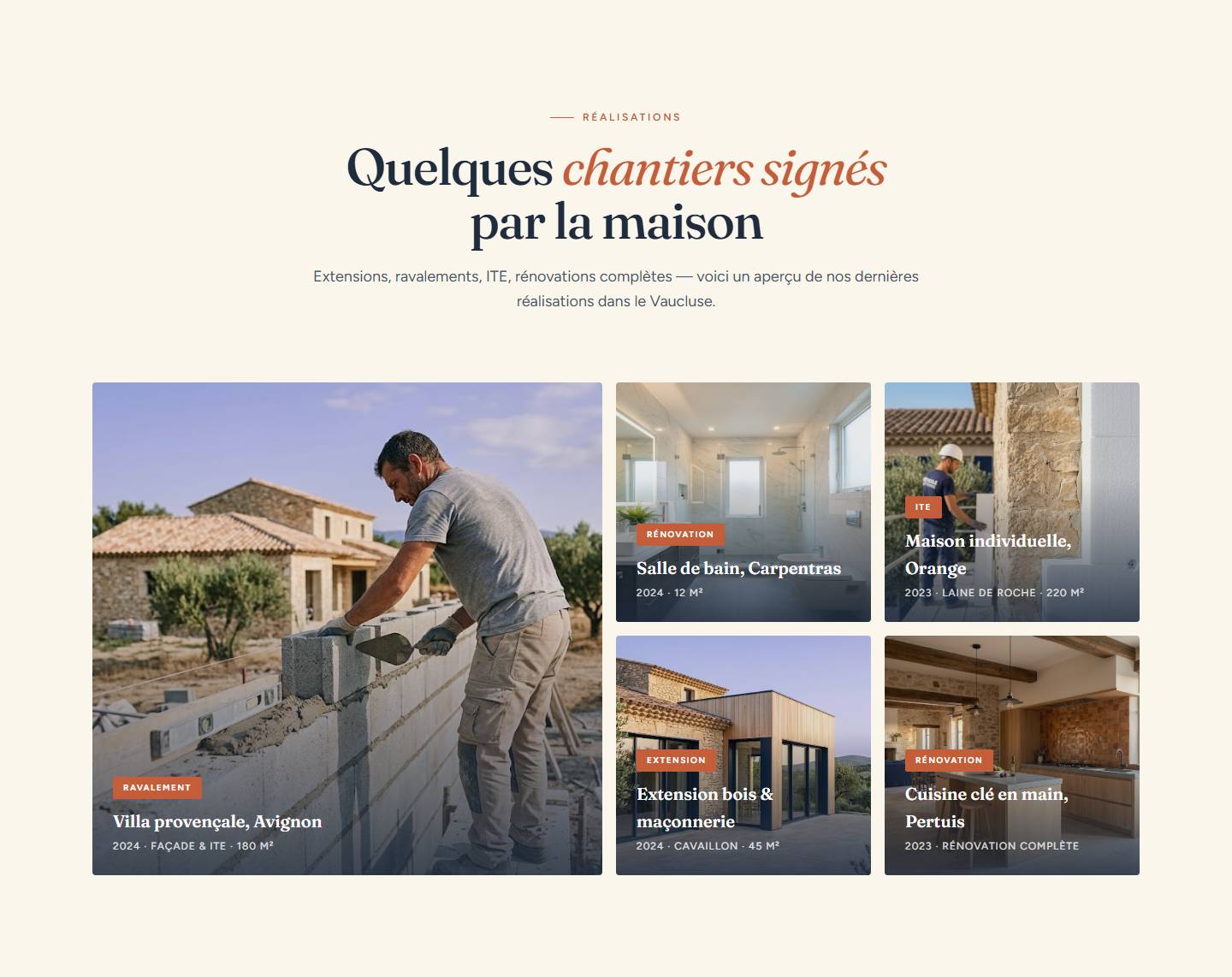 section — Quelques chantiers signéspar la maison