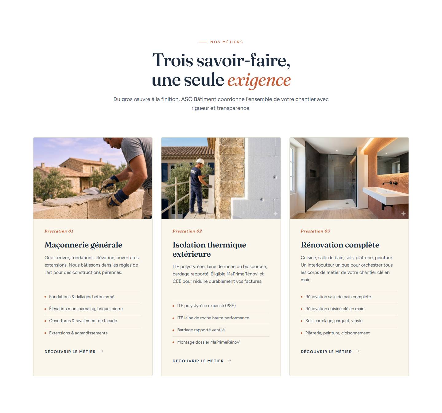services — Trois savoir-faire,une seule exigence
