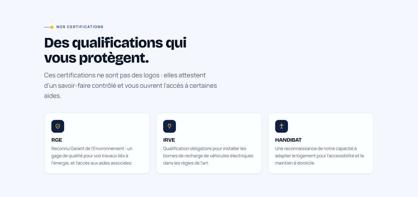 section — Des qualifications qui vous protègent.