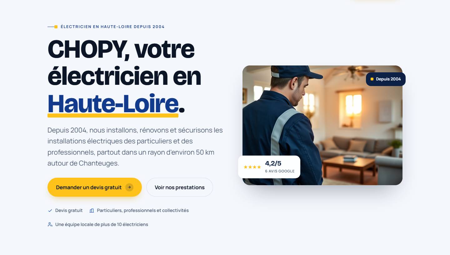 hero — CHOPY, votre électricien en Haute-Loire.
