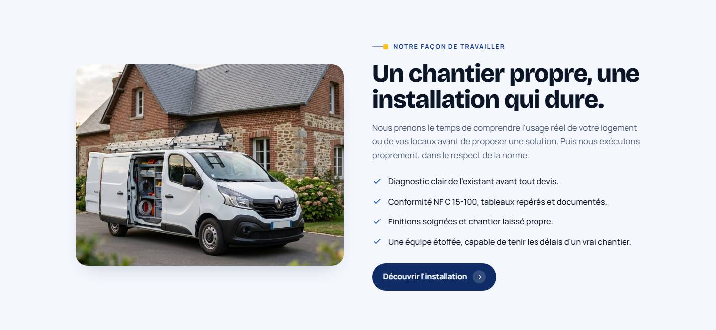 section — Un chantier propre, une installation qui dure.
