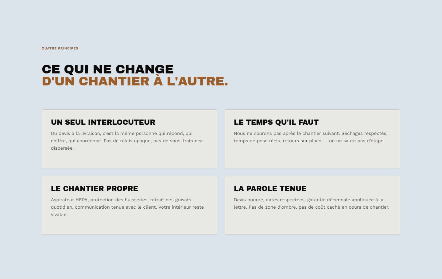 section — Ce qui ne change d'un chantier à l'autre.