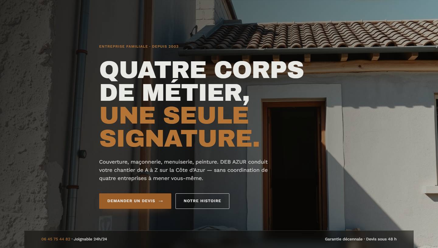 hero — Quatre corps de métier,une seule signature.