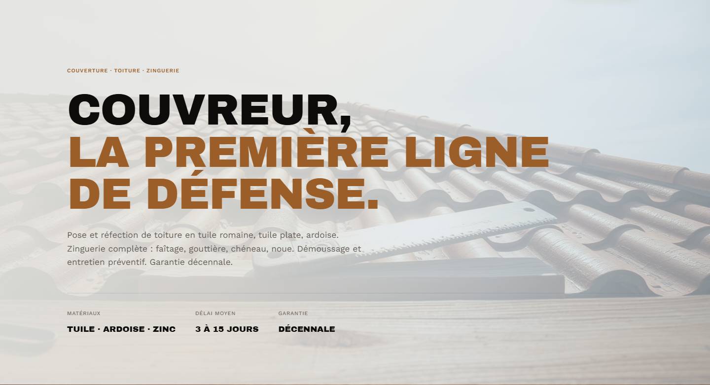 hero — Couvreur, la première ligne de défense.