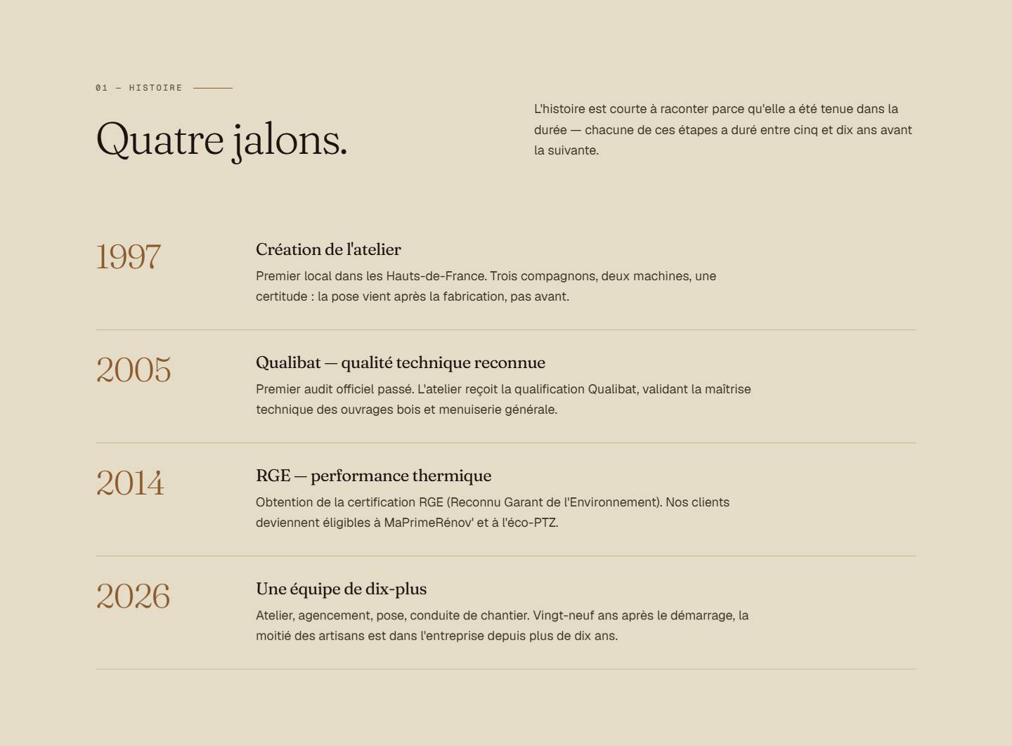 section — Quatre jalons.