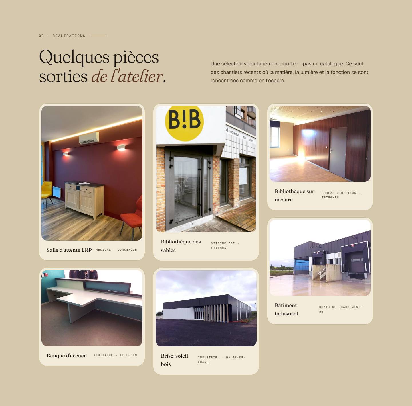 section — Quelques pièces sorties de l'atelier.