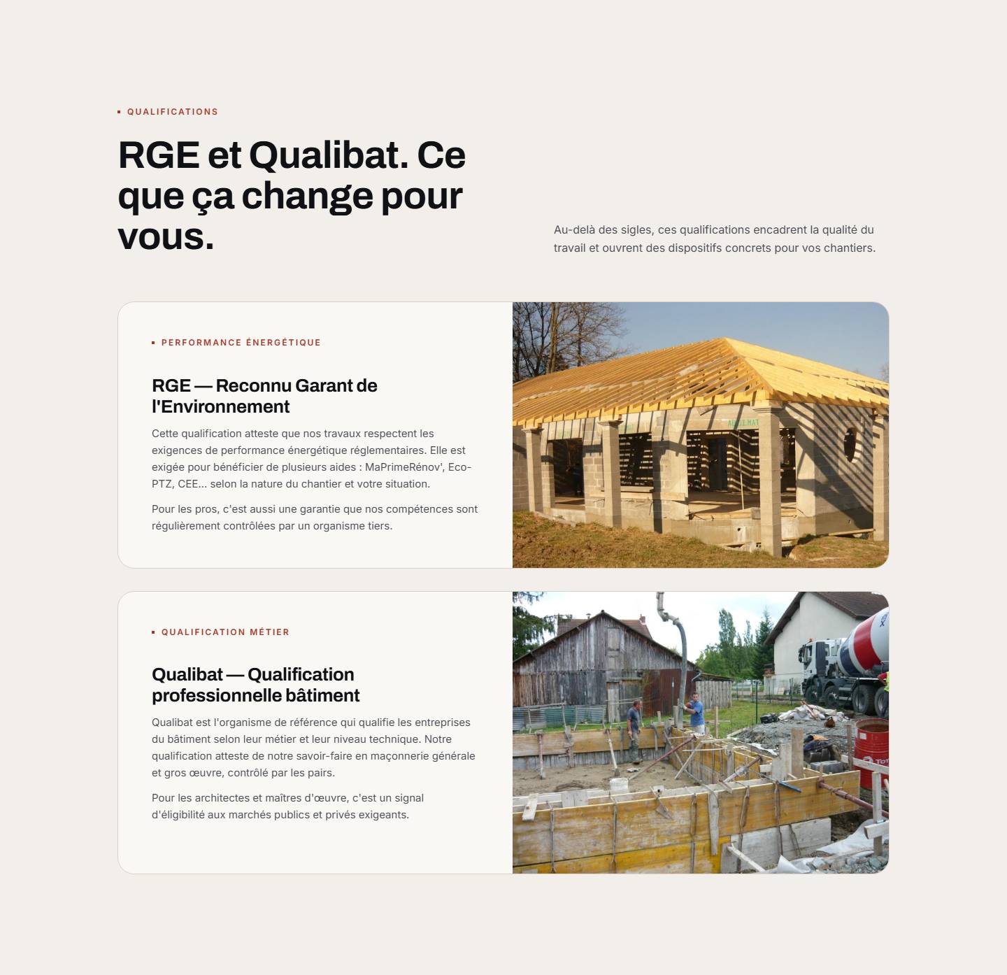 section — RGE et Qualibat. Ce que ça change pour vous.