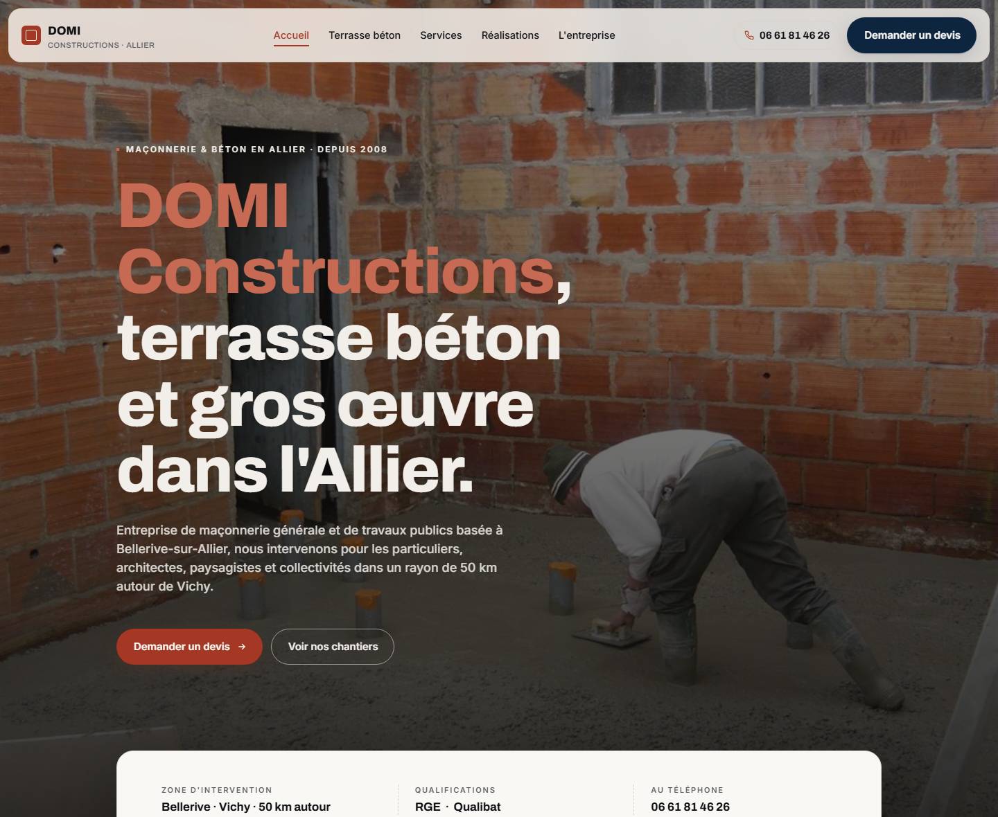 hero — DOMI Constructions, terrasse béton et gros œuvre dans l'Allier.