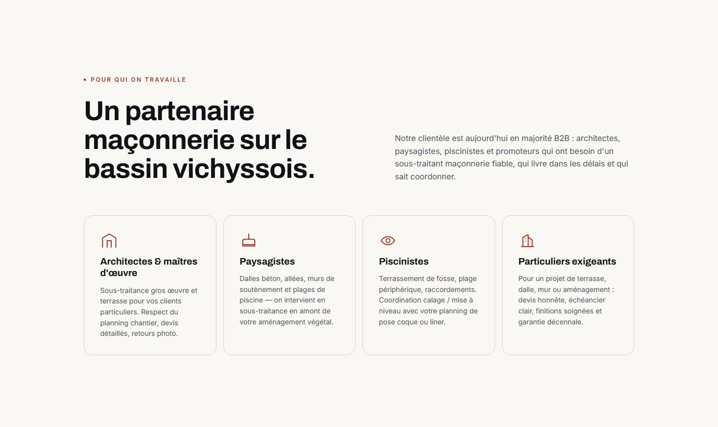 section — Un partenaire maçonnerie sur le bassin vichyssois.