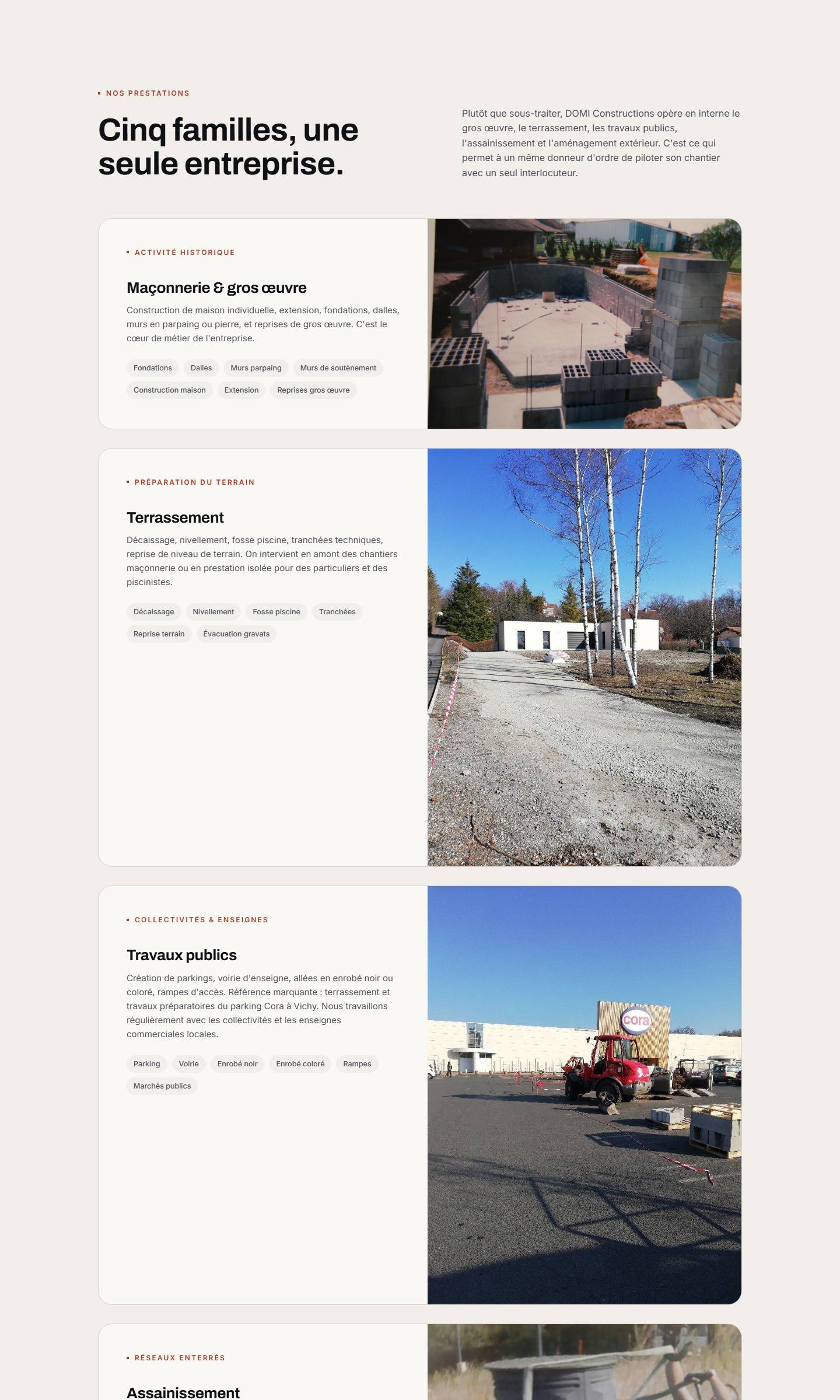 services — Cinq familles, une seule entreprise.