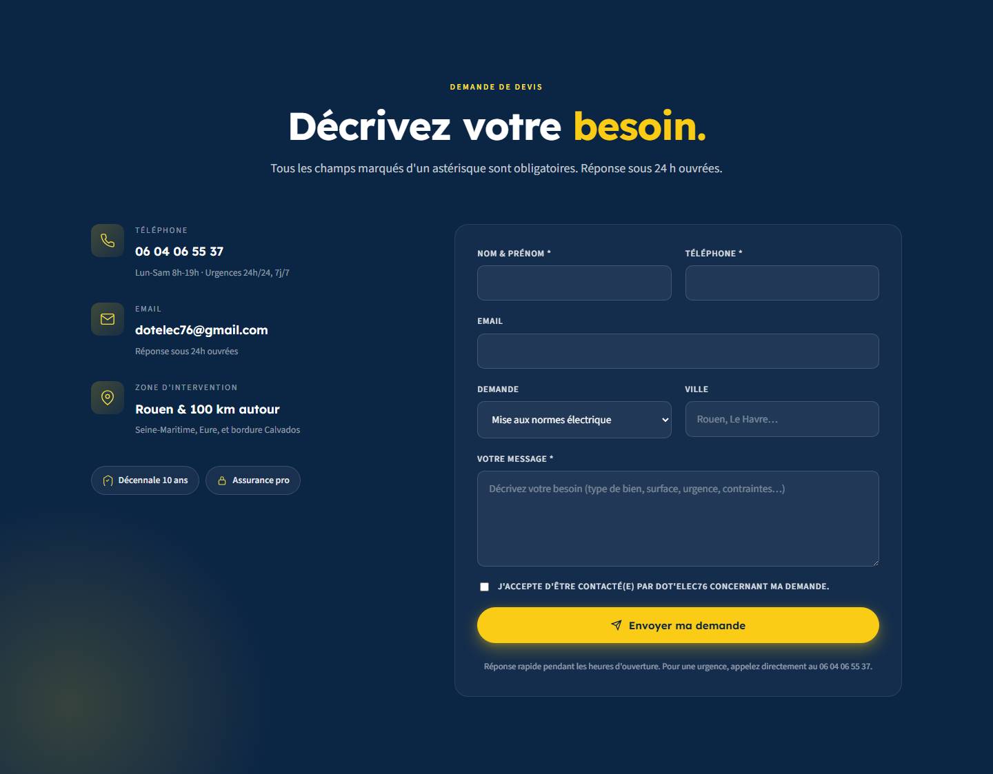 contact — Décrivez votre besoin.