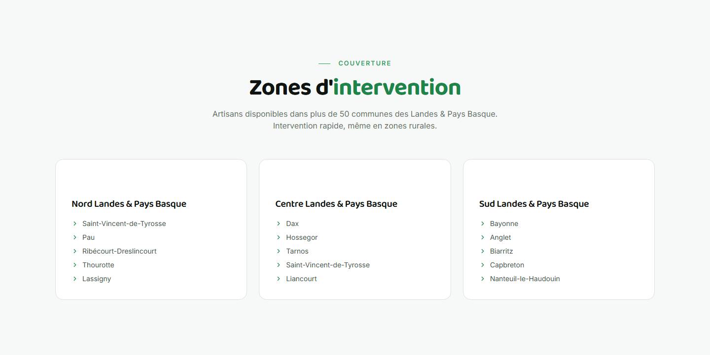 section — Zones d'intervention