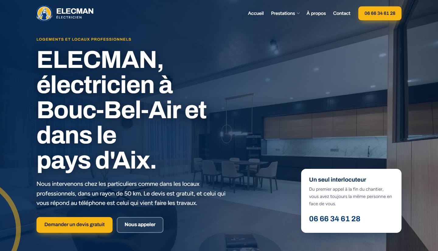 hero — ELECMAN, électricien à Bouc-Bel-Air et dans le pays d'Aix.