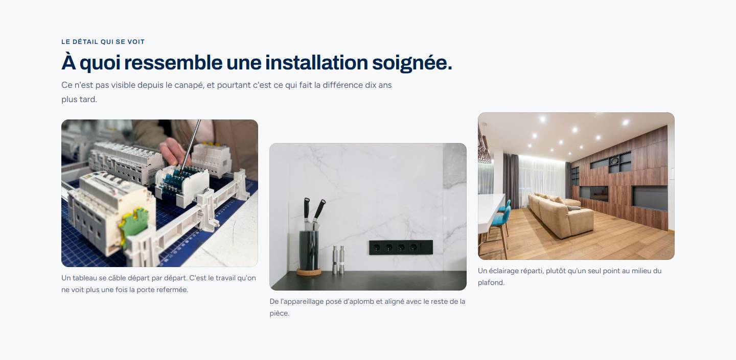section — À quoi ressemble une installation soignée.