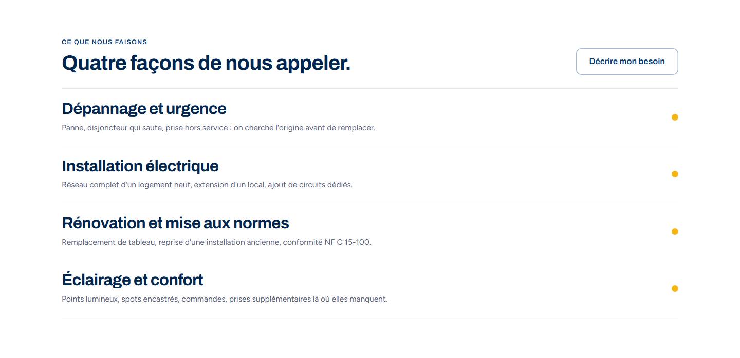 section — Quatre façons de nous appeler.