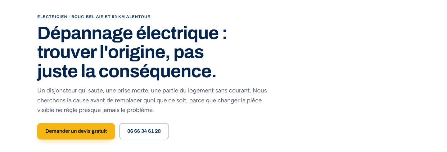 hero — Dépannage électrique : trouver l'origine, pas juste la conséquence.