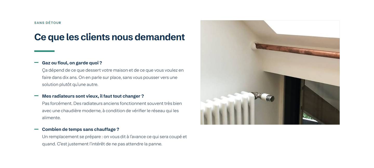 section — Ce que les clients nous demandent