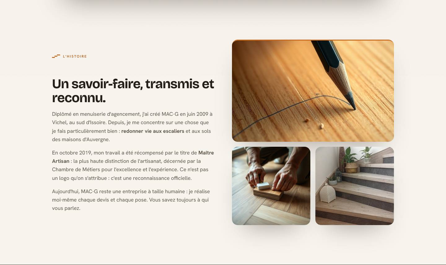 section — Un savoir-faire, transmis et reconnu.