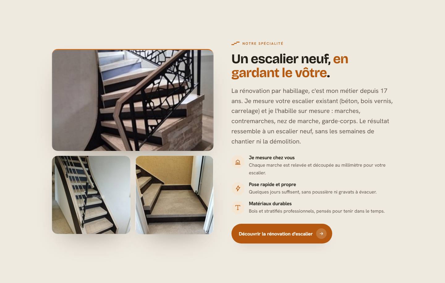 section — Un escalier neuf, en gardant le vôtre.