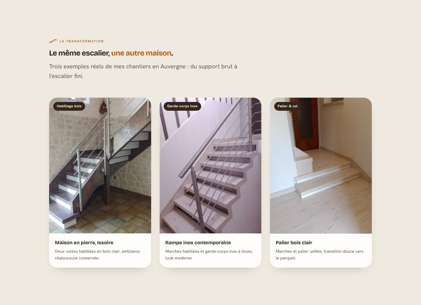 section — Le même escalier, une autre maison.
