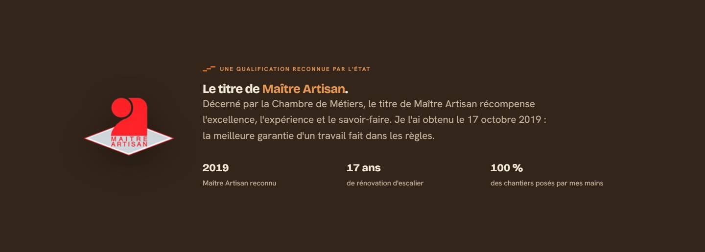 section — Le titre de Maître Artisan.