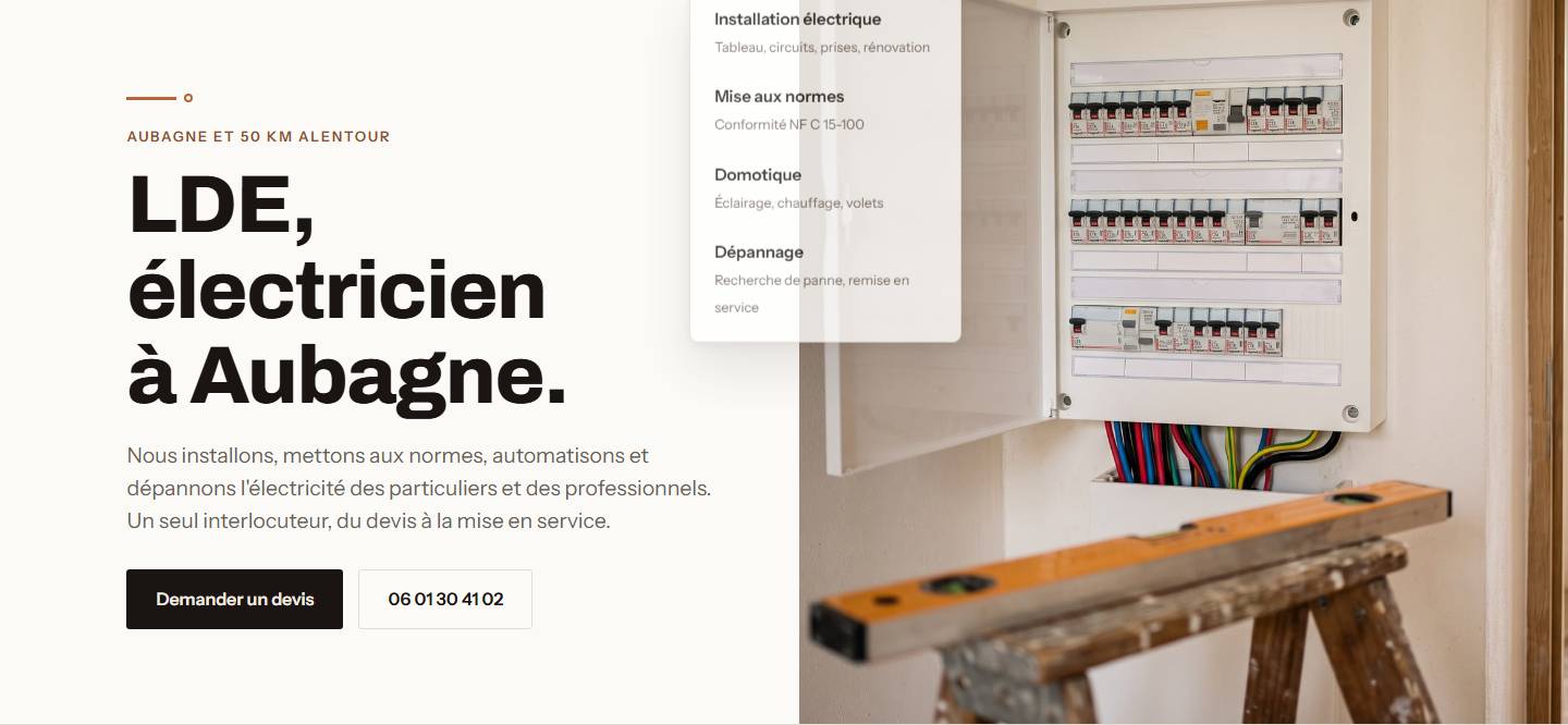 hero — LDE, électricien à Aubagne.