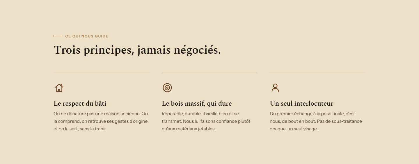 section — Trois principes, jamais négociés.