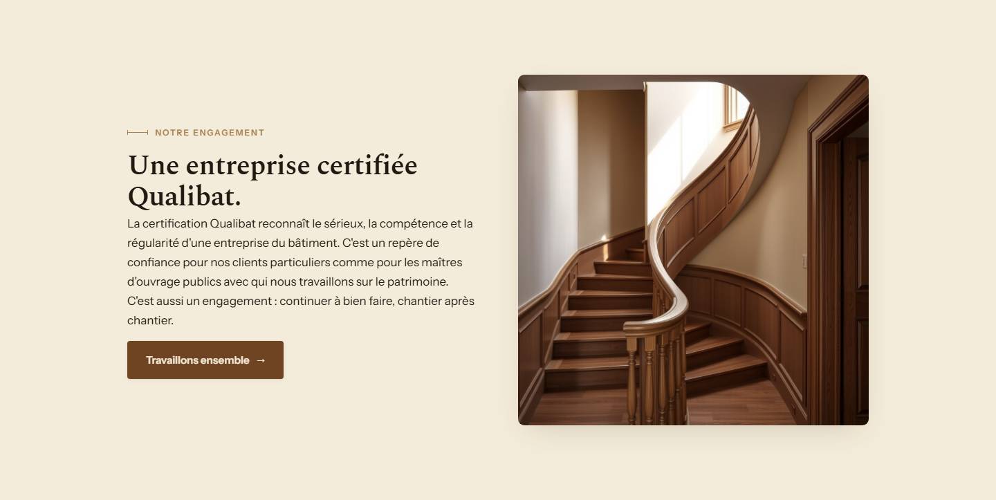 section — Une entreprise certifiée Qualibat.