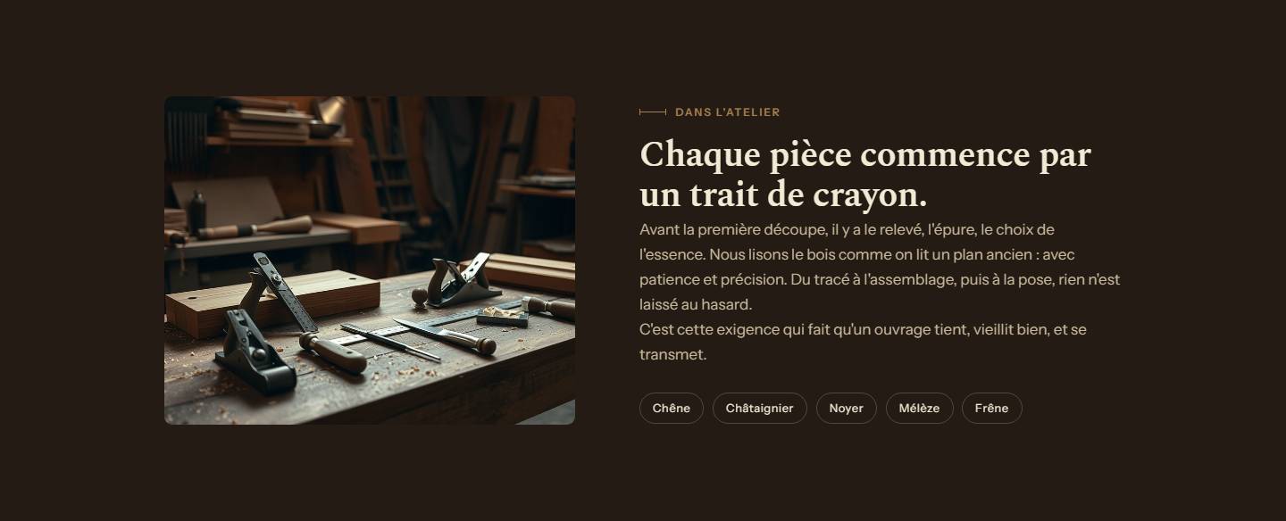 section — Chaque pièce commence par un trait de crayon.
