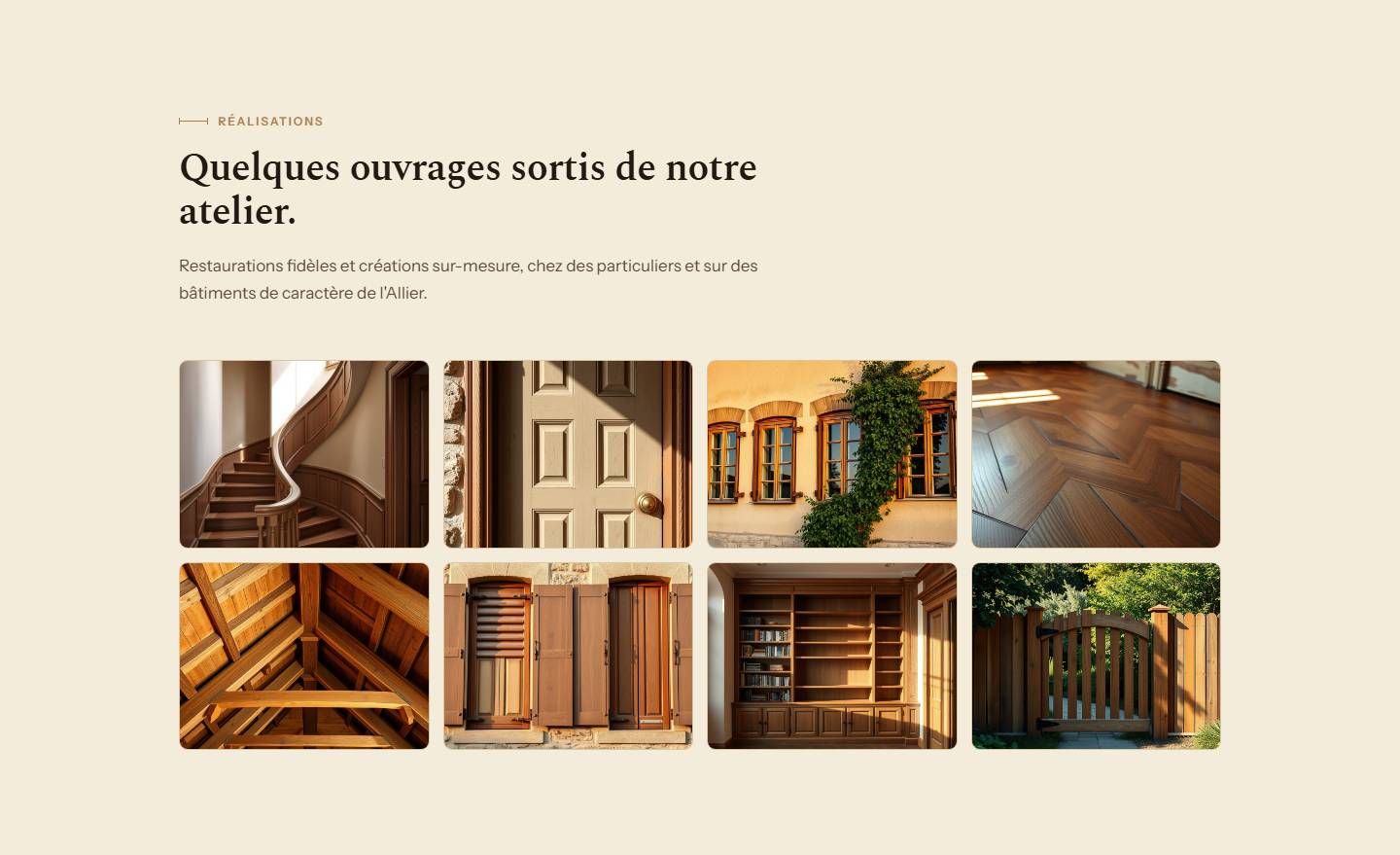 section — Quelques ouvrages sortis de notre atelier.