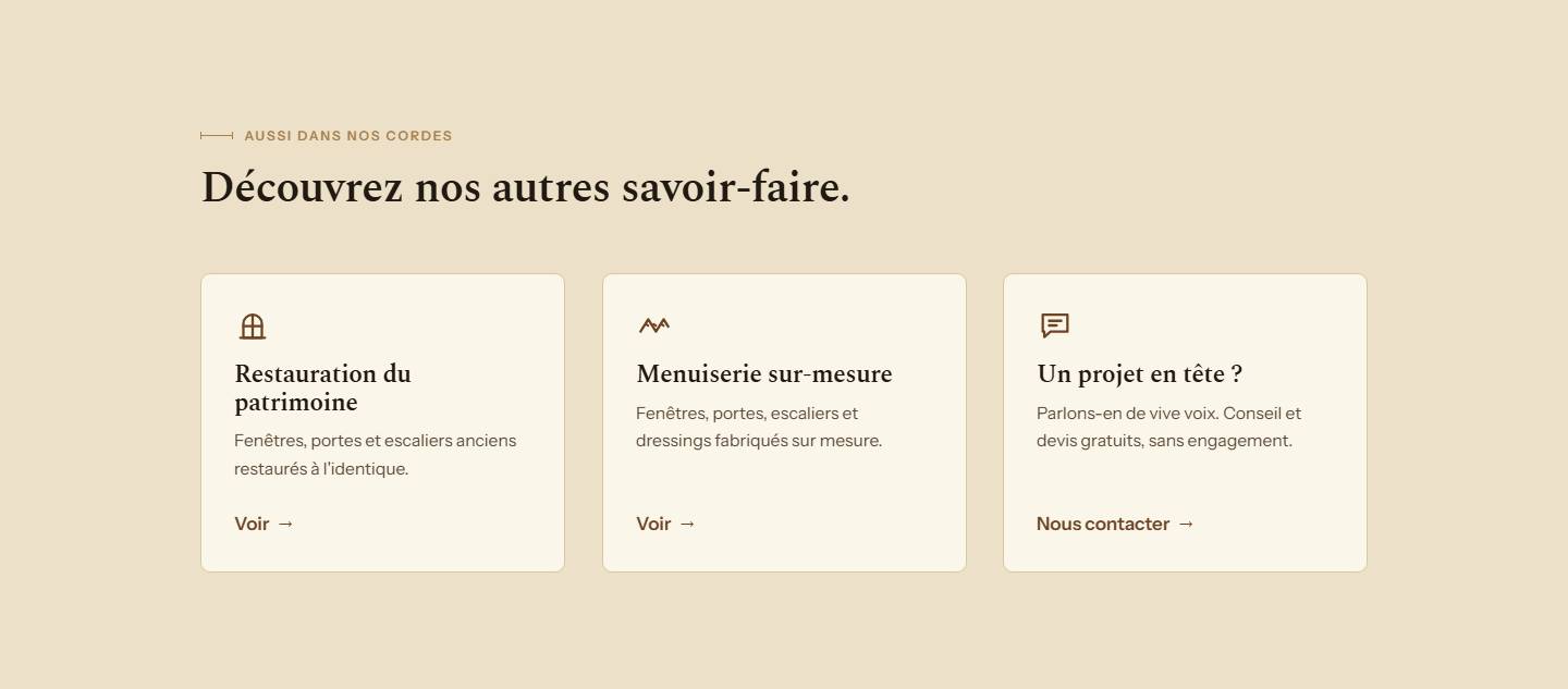section — Découvrez nos autres savoir-faire.