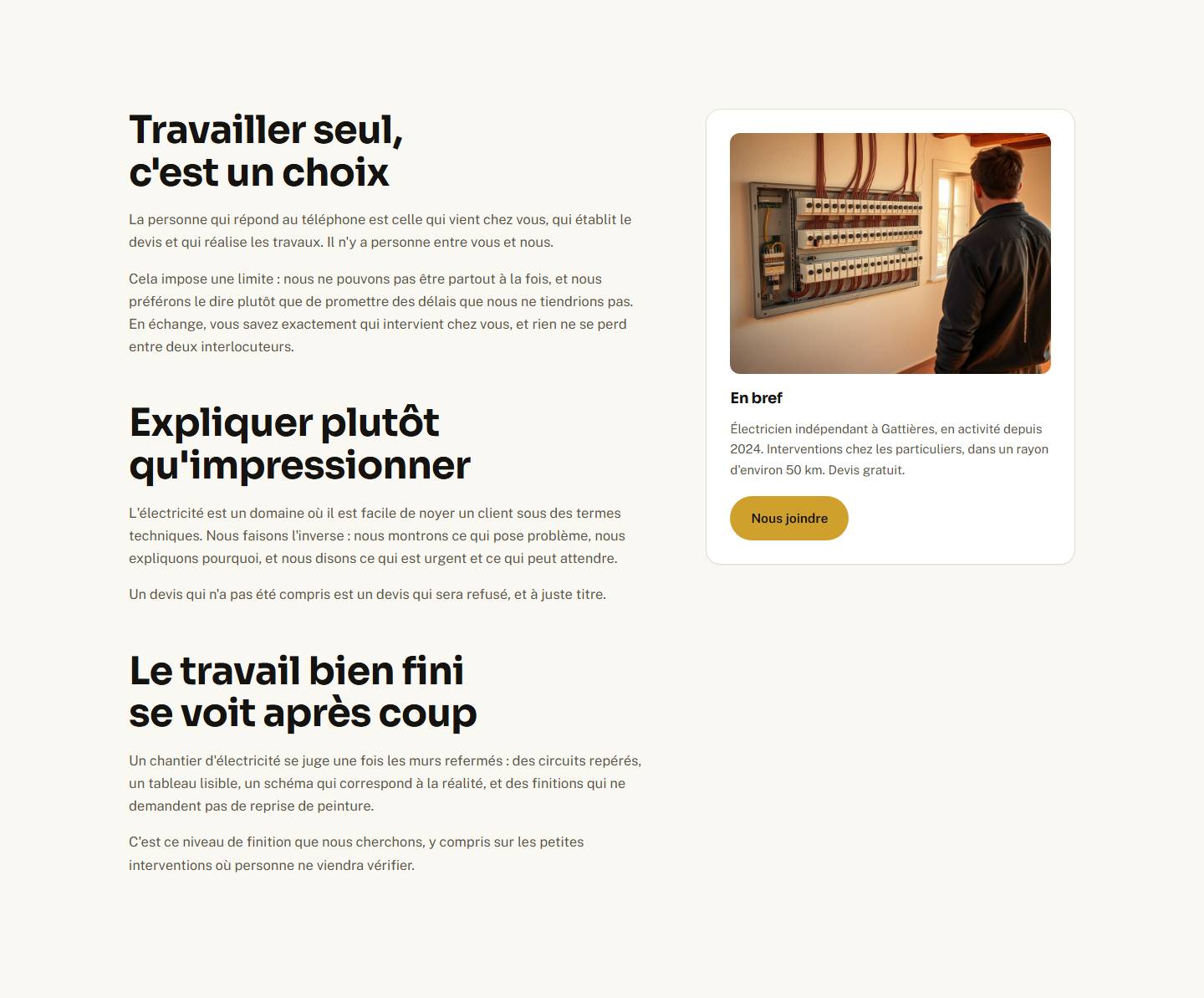 section — Travailler seul, c'est un choix