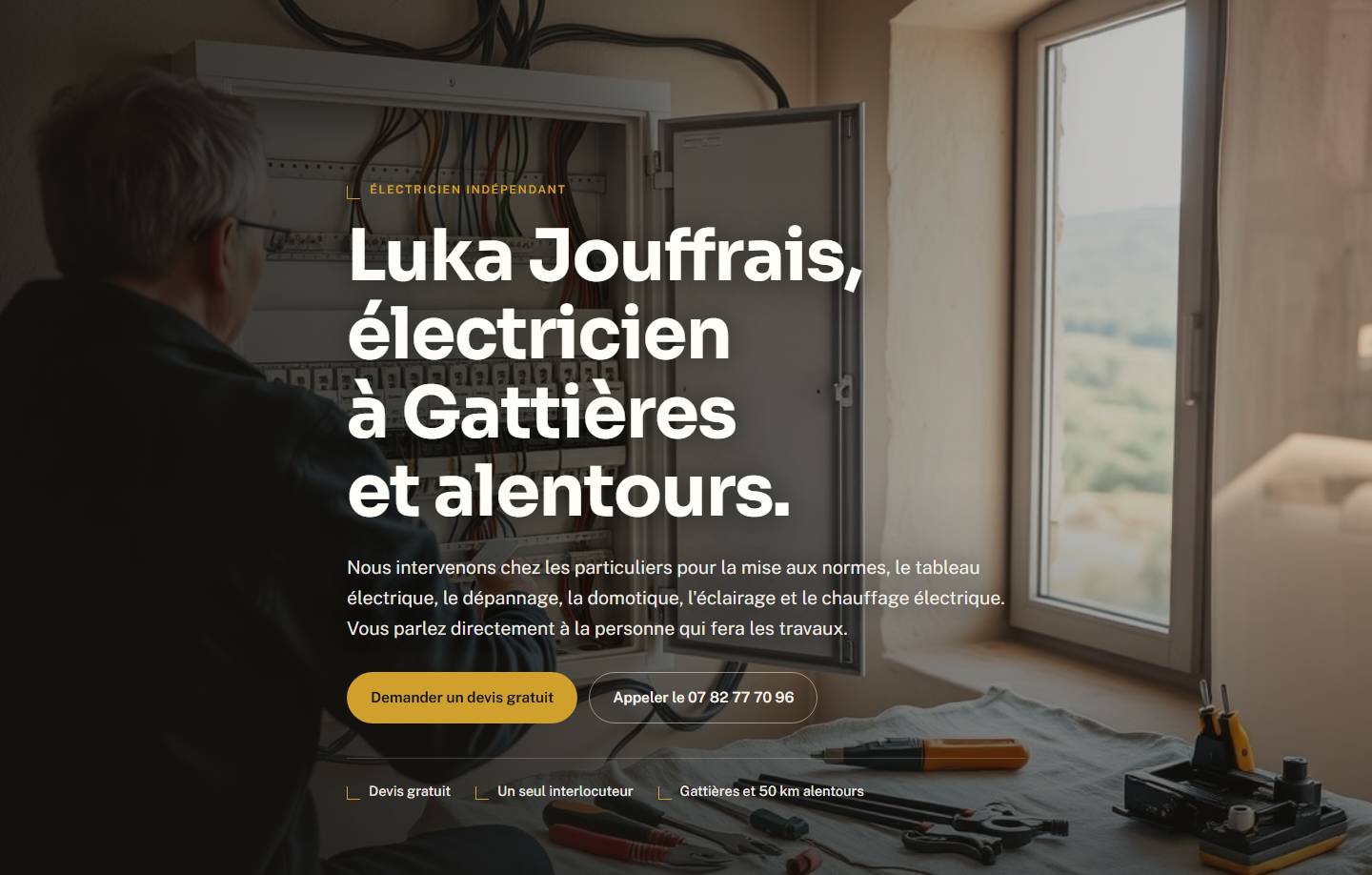 hero — Luka Jouffrais, électricien à Gattières et alentours.