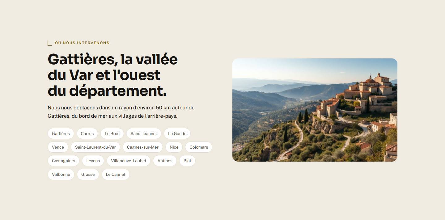section — Gattières, la vallée du Var et l'ouest du département.