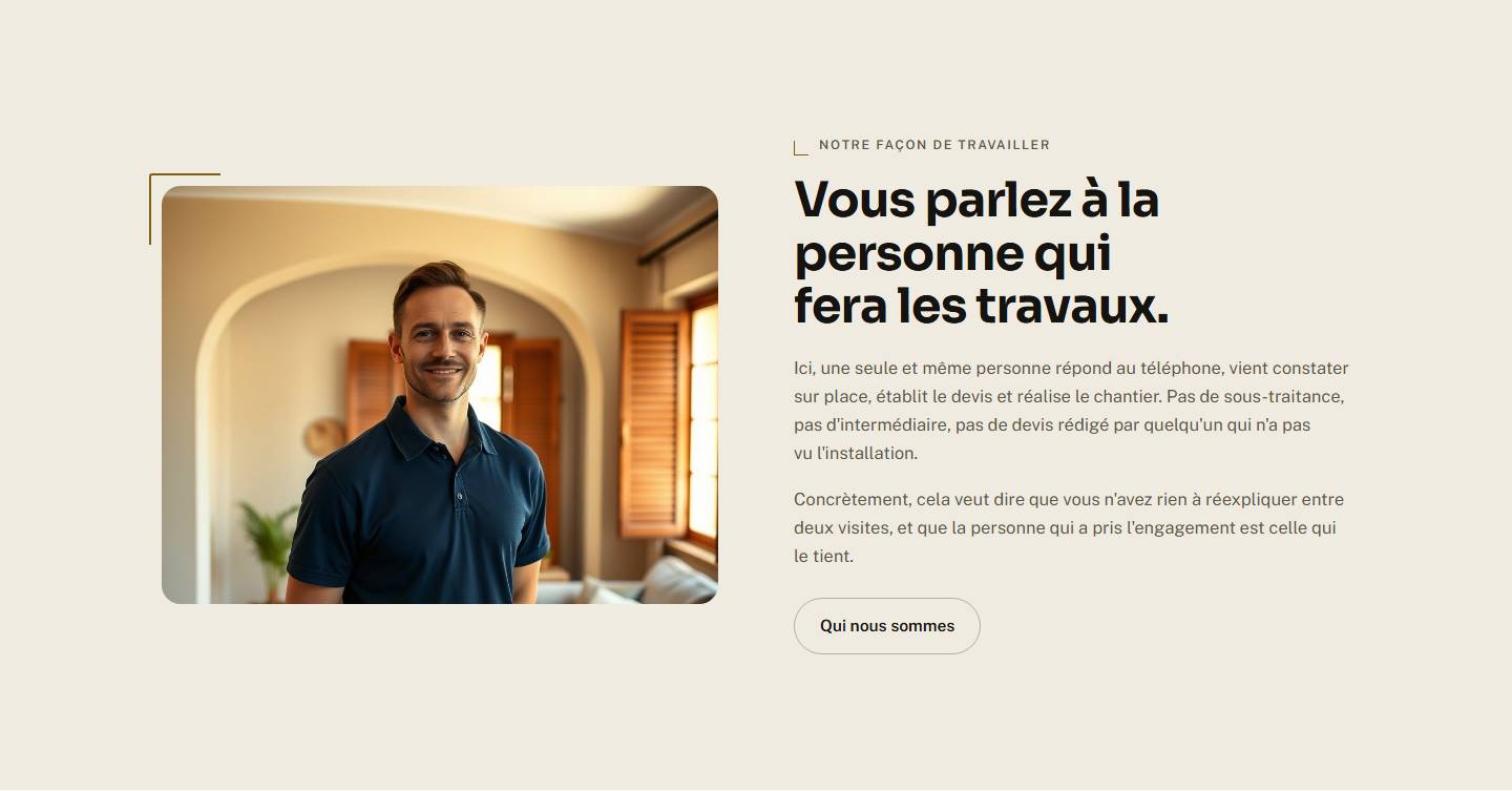 section — Vous parlez à la personne qui fera les travaux.