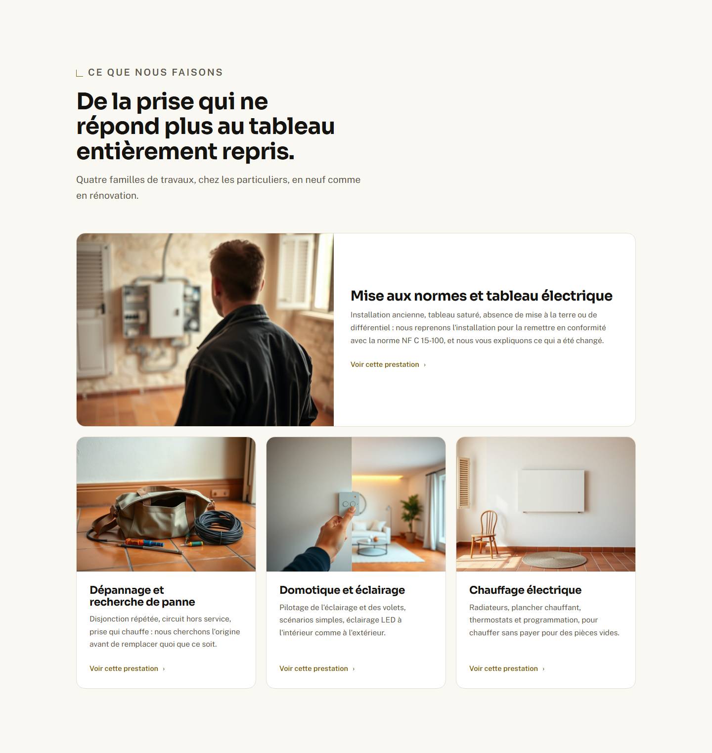 services — De la prise qui ne répond plus au tableau entièrement repris.