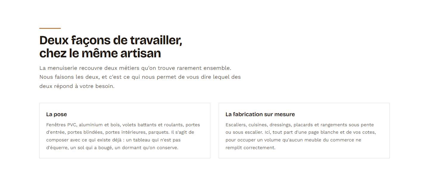 section — Deux façons de travailler, chez le même artisan
