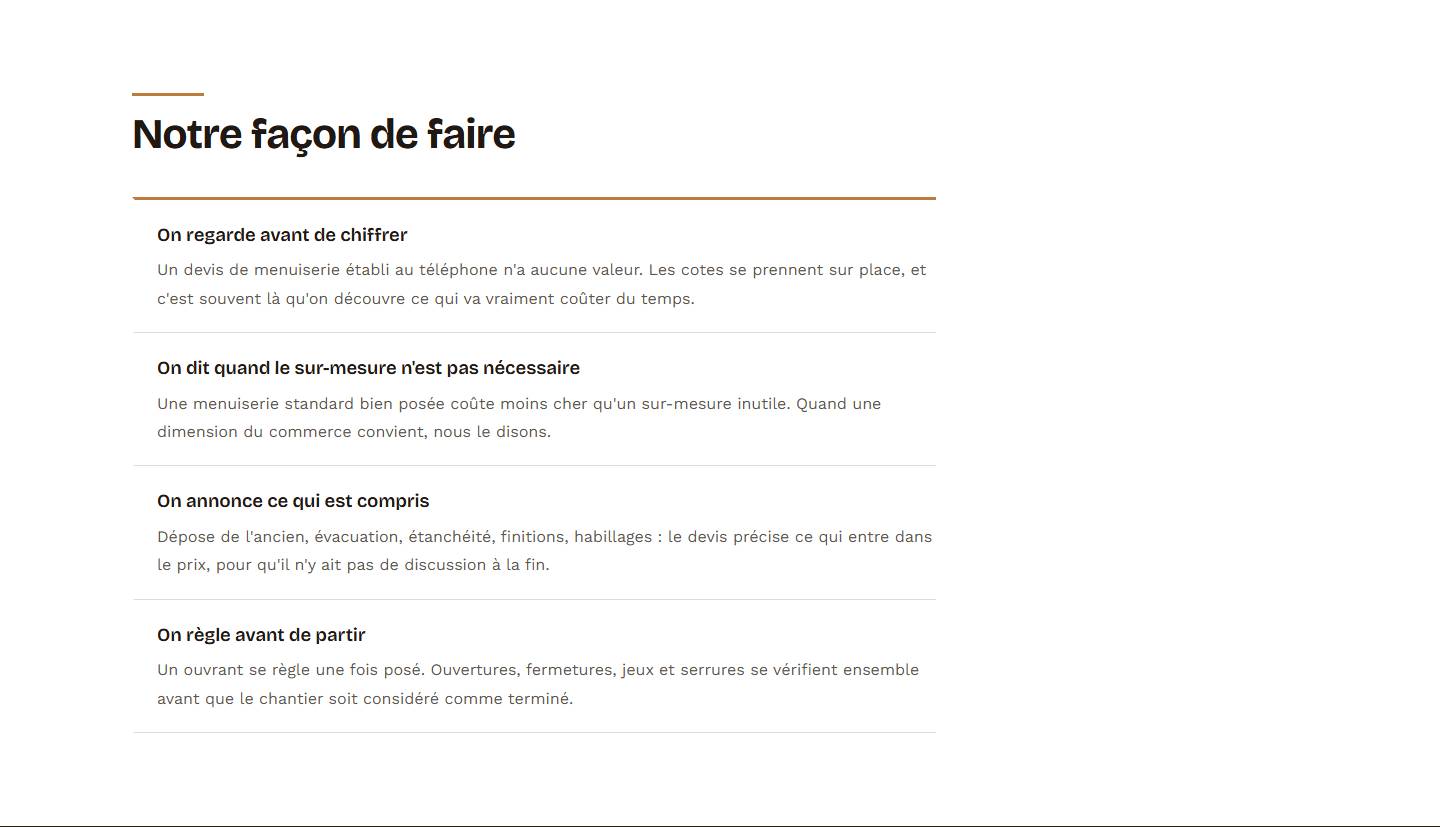 section — Notre façon de faire