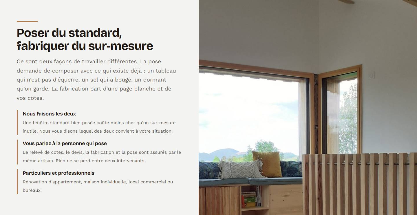 section — Poser du standard, fabriquer du sur-mesure