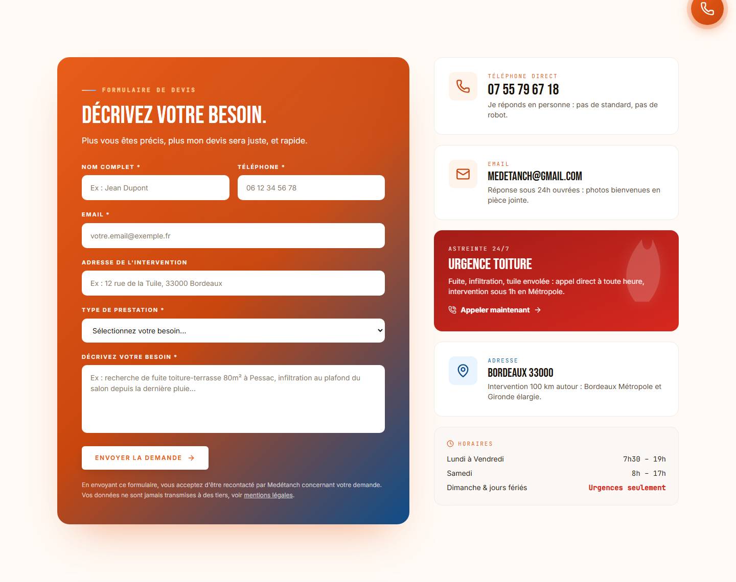 contact — Décrivez votre besoin.