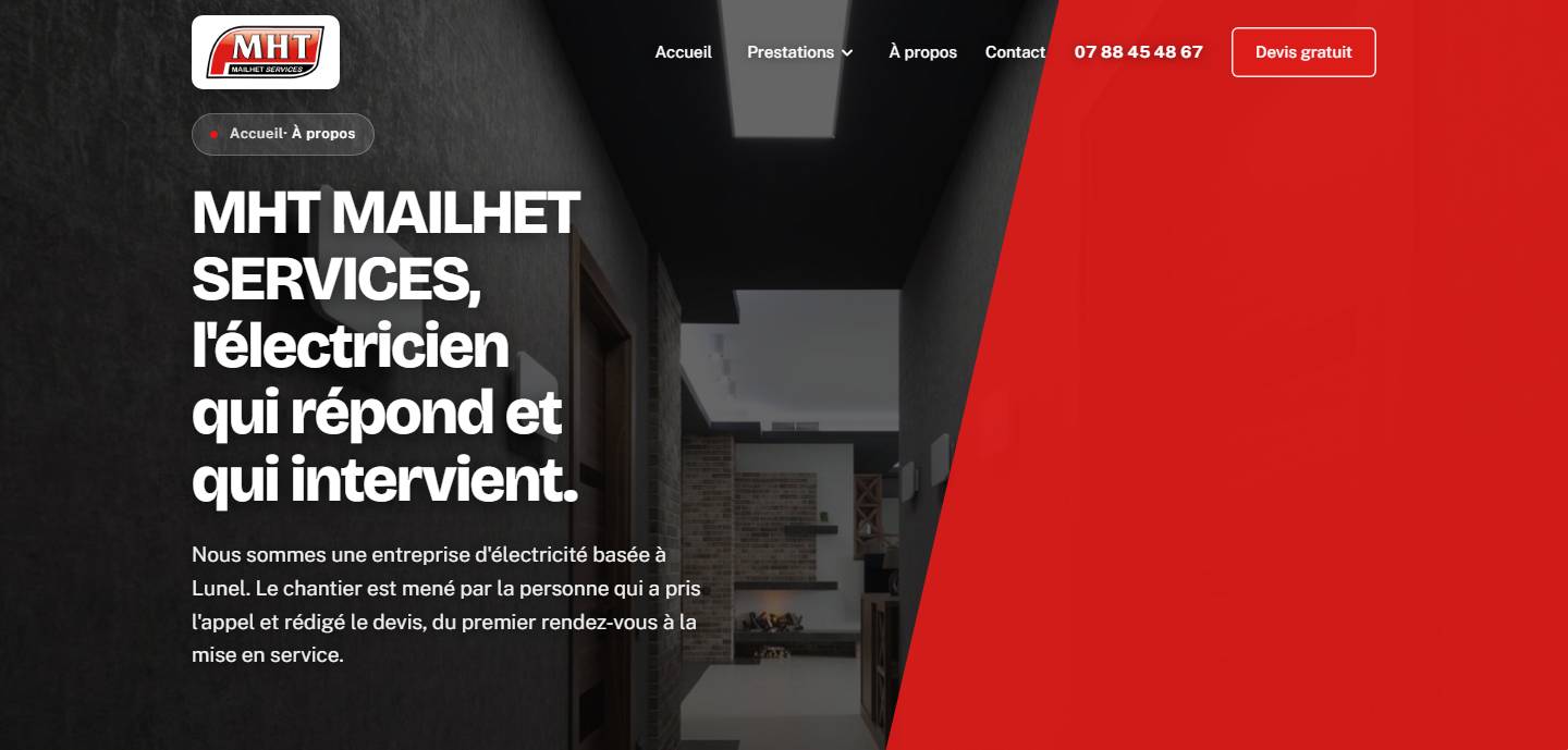 hero — MHT MAILHET SERVICES, l'électricien qui répond et qui intervient.