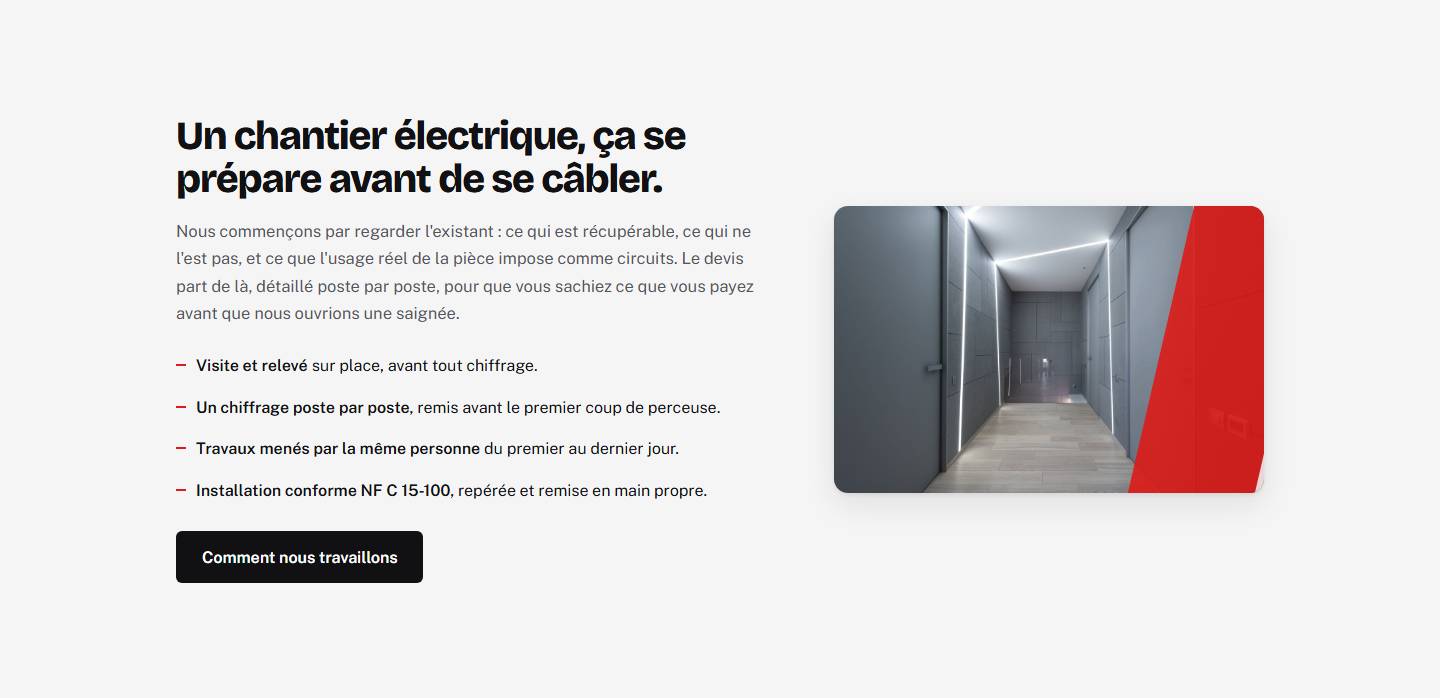 section — Un chantier électrique, ça se prépare avant de se câbler.